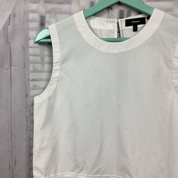 Theory White Sleeveless Peplum Top S - Picture 2 of 8